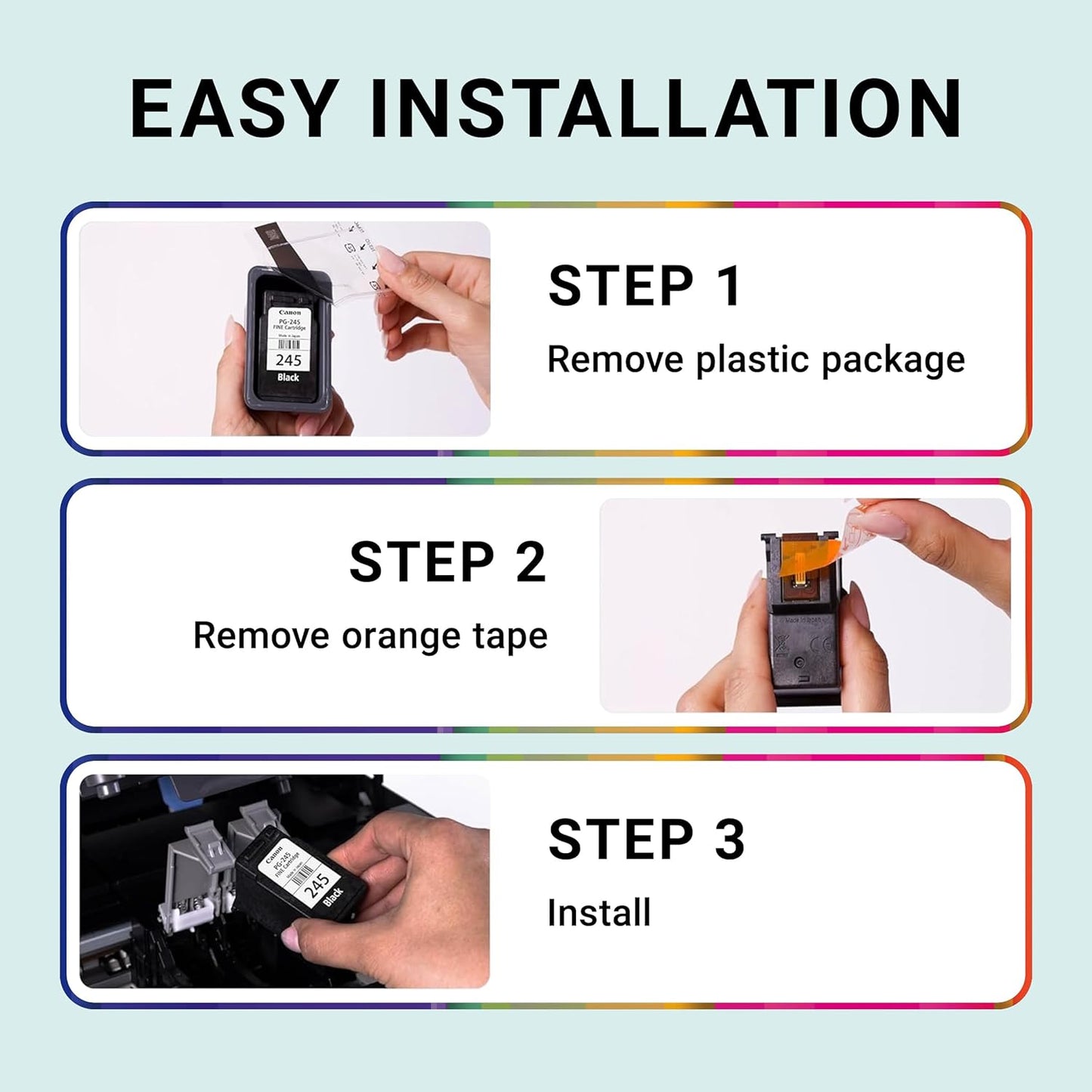 Canon PG-245 Black Ink Cartridge – Compatible for PIXMA iP2820, MG2420, MG2920, MX492, TS3120 Printers – Smudge Resistant Ink - PuriLite