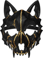 Joukavor Wolf Skull Mask Animal Skeleton Mask Japanese Mask Werewolf Mask (A-Black)