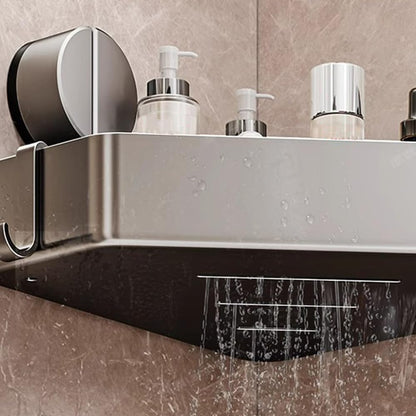 2Pcs Corner Shower Caddy No Drill Rustproof Aluminum Space-Saving Strong Suction Cup Diamond Design Bathroom Shelf Organizer, with 4 Hooks Bathroom Shampoo Holder
