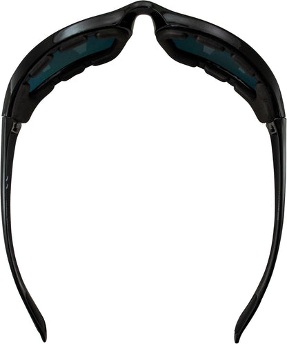 Birdz Eyewear Oriole Padded Motorcycle Riding Sunglasses Gloss Black Frames Red G-Tech Reflective Lenses