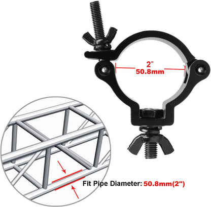 4 Pack 2"(50.8 mm) Black Light Clamps Truss DJ O Clamp, Max. Load 100 KG(220 LBs), TUV Certificated