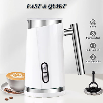Seydere Simple Milk Frother, 2 in 1 Milk Steamer and Frother, Electric Milk Steamer, Milk Warmer and Hot Milk Foam Maker for Latter, Macchiato, Cappuccinos (White)