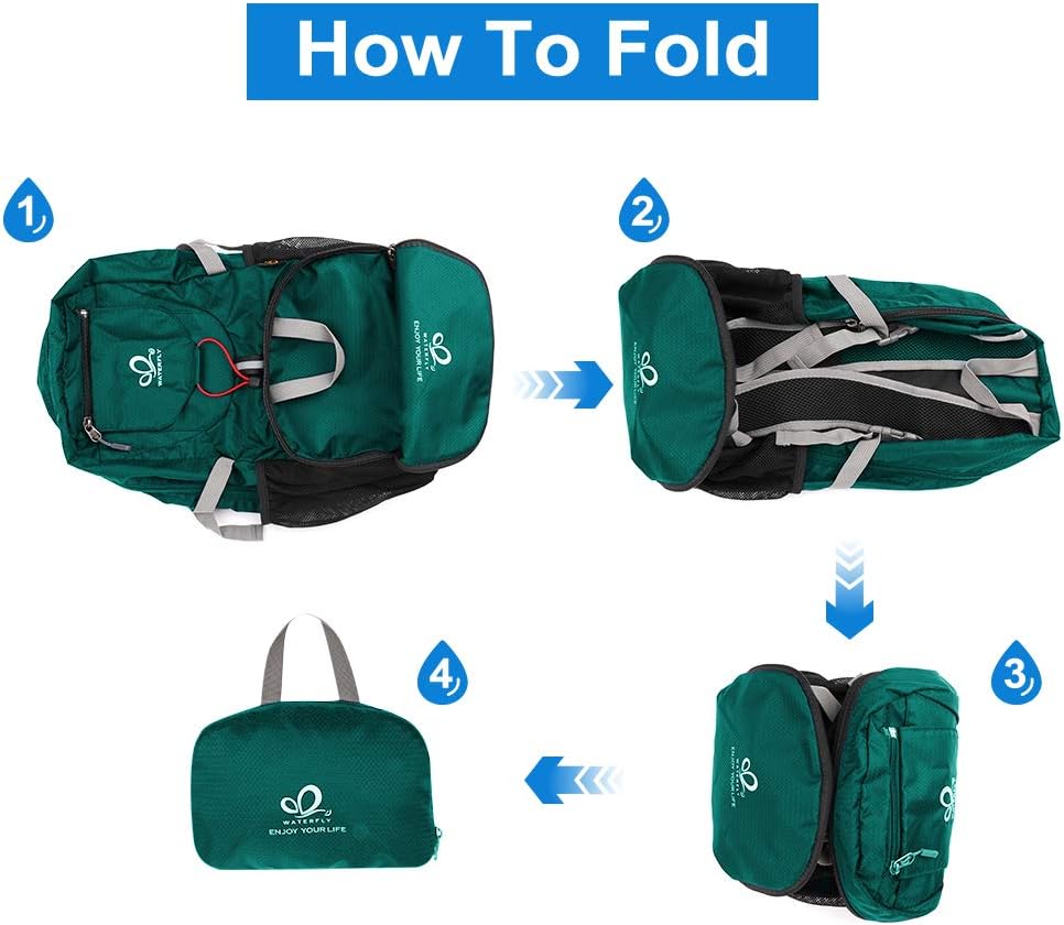 WATERFLY Hiking Backpack 20L Foldable Travel Backpack Lightweight Hiking Daypack for Outdoor Cycling Camping