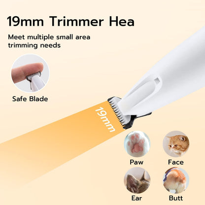 Mcbazel 2 in 1 Dog Paws Trimmer Nail Driller for Pet, Electric Dog Nail Grinder Low Noise Pet Paws Grooming Trimmer with LED Light for Eyes, Ears and Face