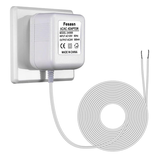 Fesasn 24V C Wire Doorbell Adapter Compatible with Nest Honeywell Ecobee Sensi Thermostat and Wyze Ring Video Doorbell (26.2 FT Long Cable with White)