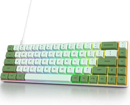 Owpkeenthy Full Size Green Mechanical Gaming Keyboard with Number Pad, Wired 100% Office NKRO Keyboard RGB Backlit 104 Keys with Red Switch for PC Gamer (104 Matcha)