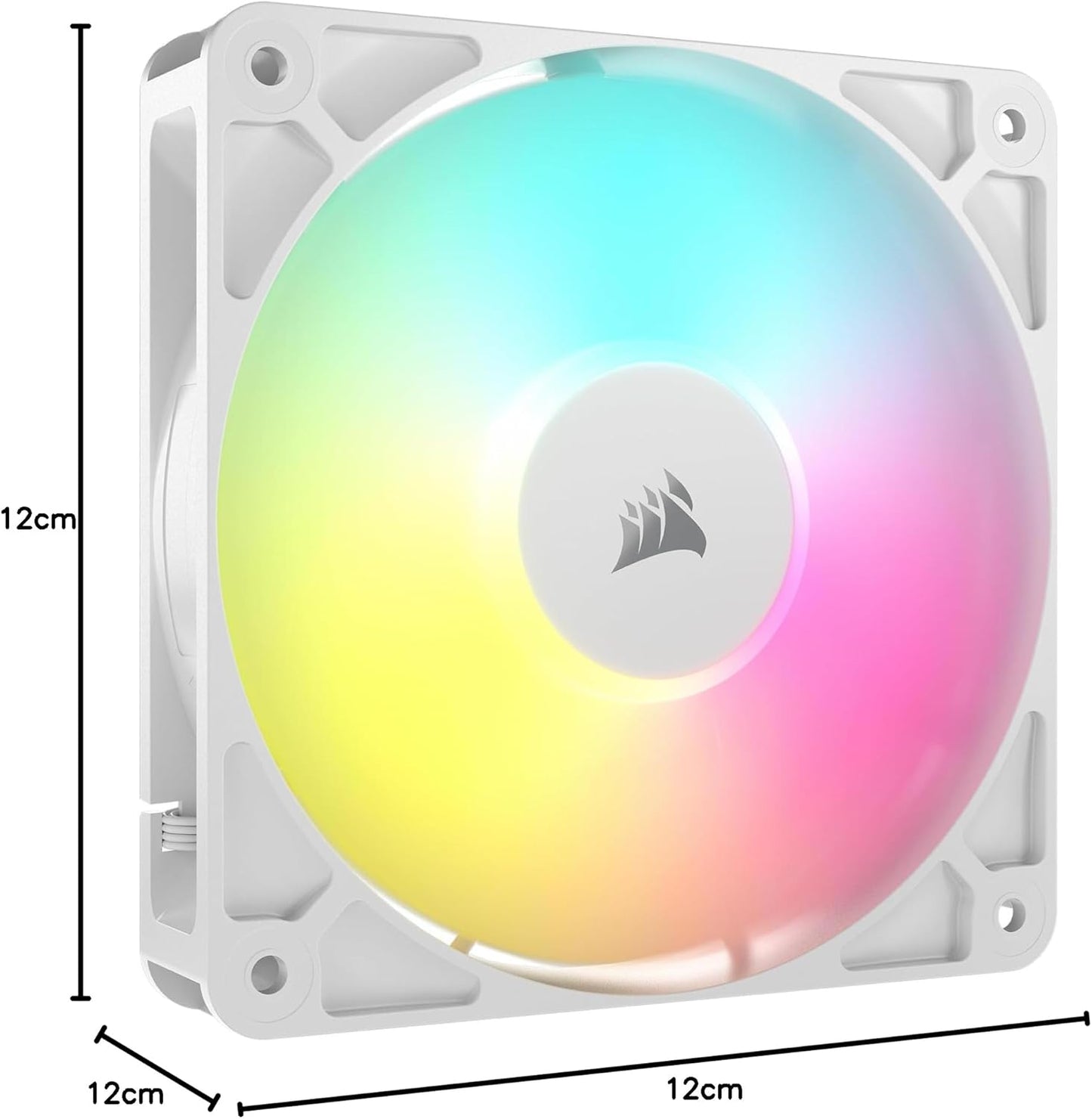 CORSAIR RS120 ARGB 120mm PWM Fan – Daisy-Chain Connection – Low-Noise – Magnetic Dome Bearing – Single Pack – White
