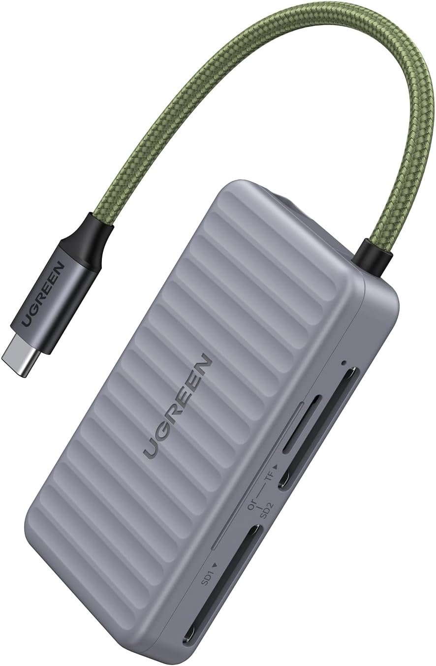 UGREEN USB C SD Card Reader with SD Card Storage, High-Speed Memory Card Reader Adapter with 4 Card Storage Case Holder for Cameras SD/Micro SD Card Compatible with iPhone 16 15, Samsung Galaxy etc