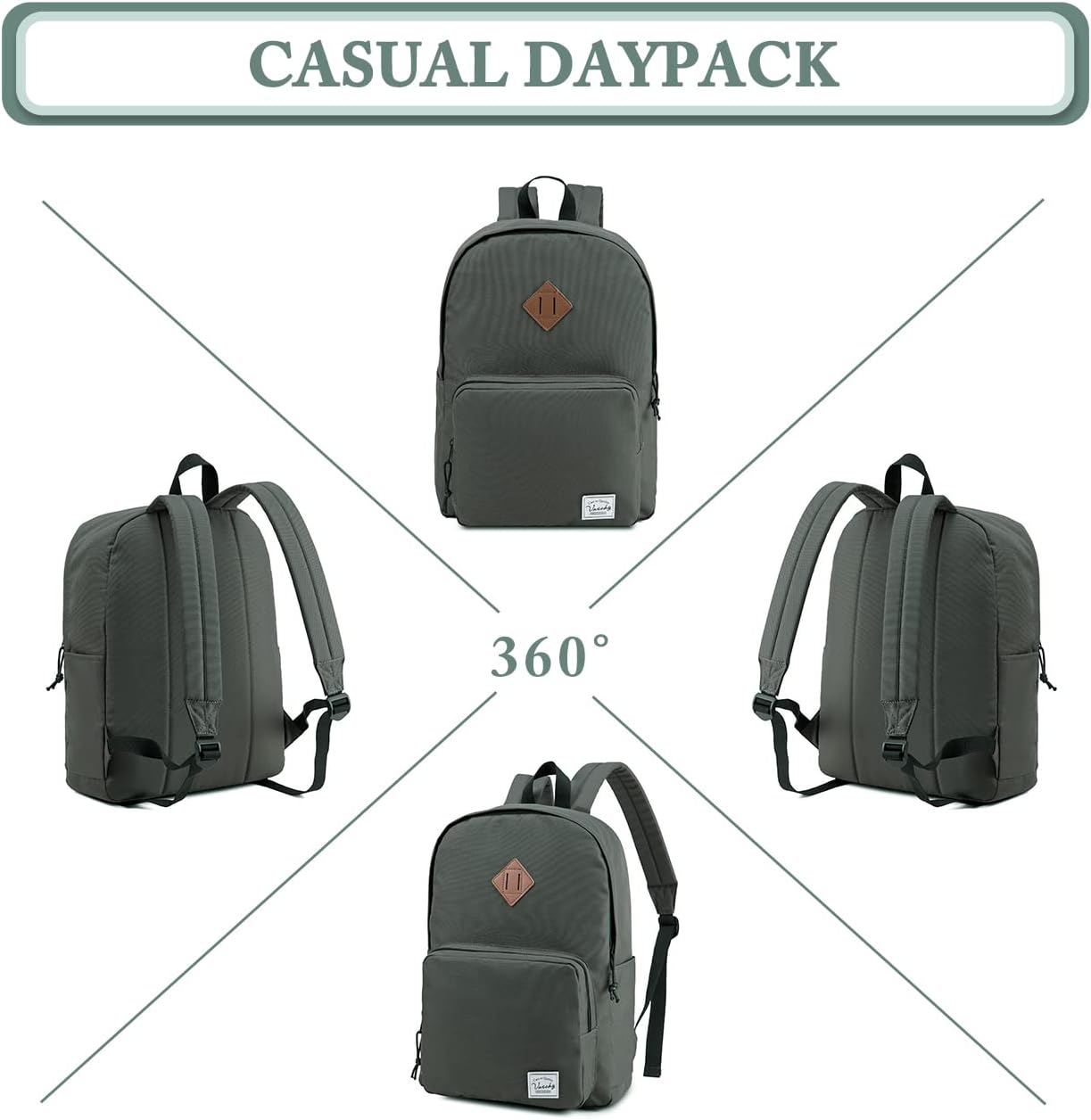 VASCHY Lightweight School Backpack for Women with Sleeve for 14" Laptop