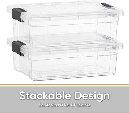 Superio Storage Bins with Lids- 3 Pack, 1.85 Qt Clear Boxes for Organizing, Stackable Plastic Containers- BPA Free, Non-Toxic, Odor Free, Organizer for Home, Office, Dorm