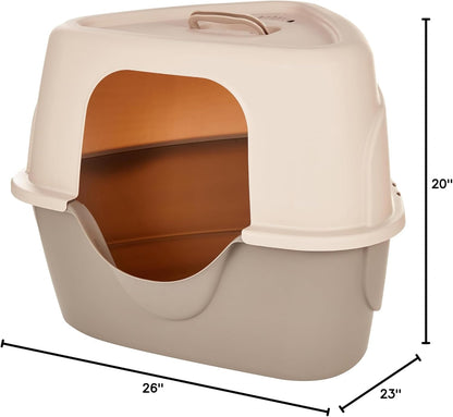 No-Mess Hooded Enclosed Cat Litter Box, Large, Multicolor, 24 in x 18 in x 17 in