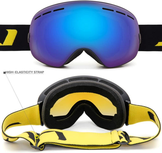 Winter Snow Sport Ski Goggles with Detachable Lens System – Anti-Fog, Helmet Compatible, Over-Glasses Fit for Men, Women, and Youth - PuriLite