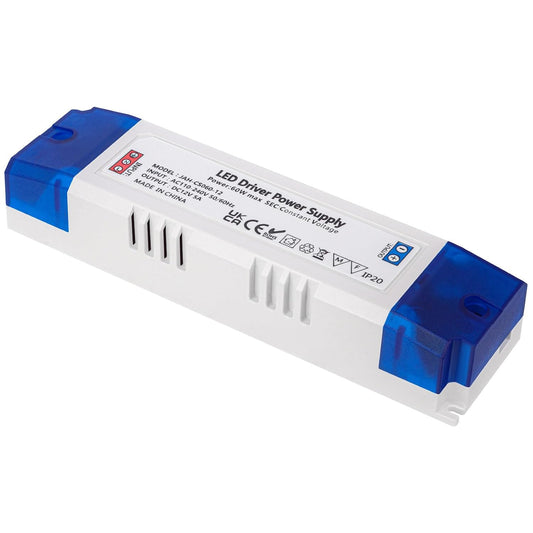 Cheopha 120V to 12V Converter LED Driver 12V 60W Transformer 5A LED Strip Power Supply for LED Strip Light, Under Cabinet Puck, G4 MR11 MR16 LED Light Bulbs, Pack of 1[Non Dimmable]