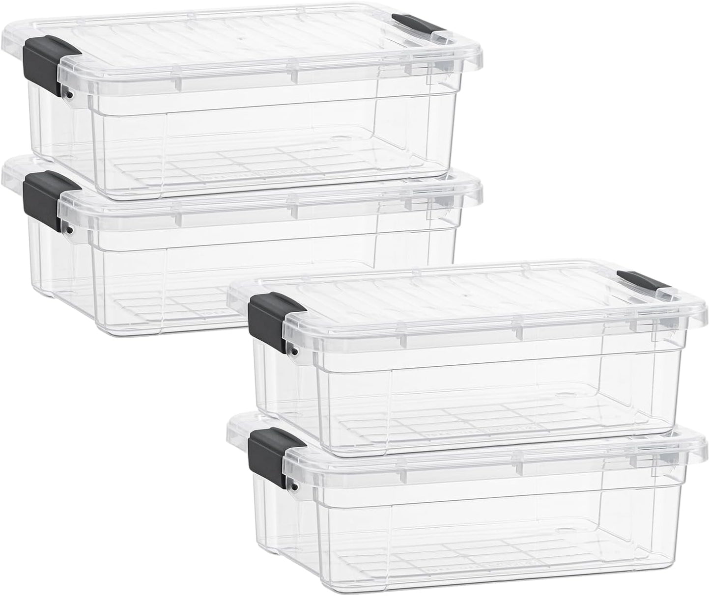 Superio Storage Bins with Lids- 3 Pack, 1.85 Qt Clear Boxes for Organizing, Stackable Plastic Containers- BPA Free, Non-Toxic, Odor Free, Organizer for Home, Office, Dorm