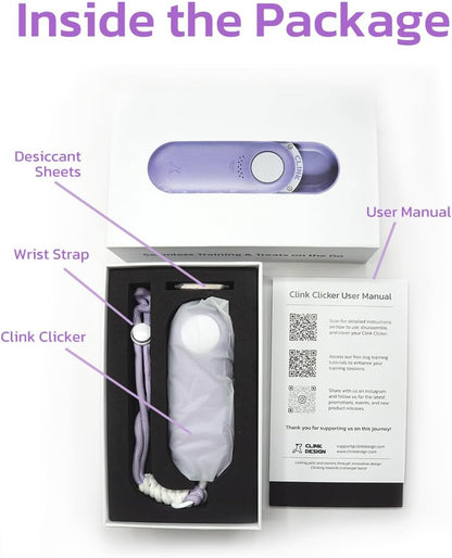 Dog Treat Pouch & Clicker Dog Trainer, Puppy Essentials Dual Use 2 in 1 Dog Clicker for Training - Durable, Light (2.36 oz), Easy to Clean & Handle, Innovative Design, Purple - Click Design
