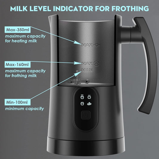 Electric Milk Frother, 4 in 1 Milk Steamer,11.8oz/350ml Automatic Warm and Cold Foam Maker for Coffee,Latte, Cappuccino, Macchiato, Hot Chocolate - PuriLite