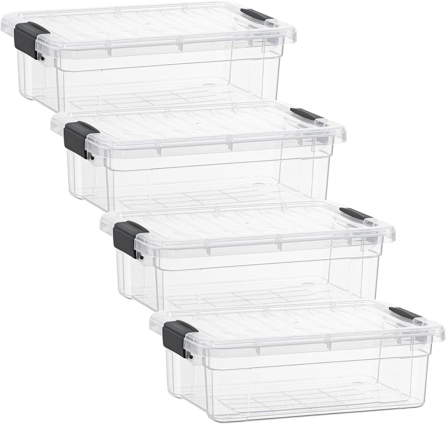 Superio Storage Bins with Lids- 3 Pack, 1.85 Qt Clear Boxes for Organizing, Stackable Plastic Containers- BPA Free, Non-Toxic, Odor Free, Organizer for Home, Office, Dorm
