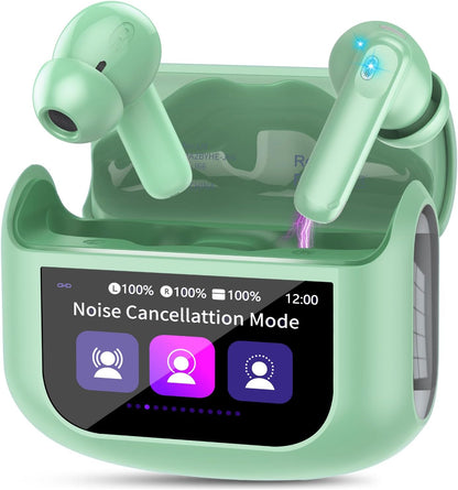 Wireless Earbuds, Bluetooth 5.4 Ear Buds with Multifunctional Touch Screen, 48H HiFi Stereo Headphones, ANC/ENC Noise Cancelling Mic, IPX7 Bluetooth Earbuds with 5 EQ Modes, in Ear Earphones, Black