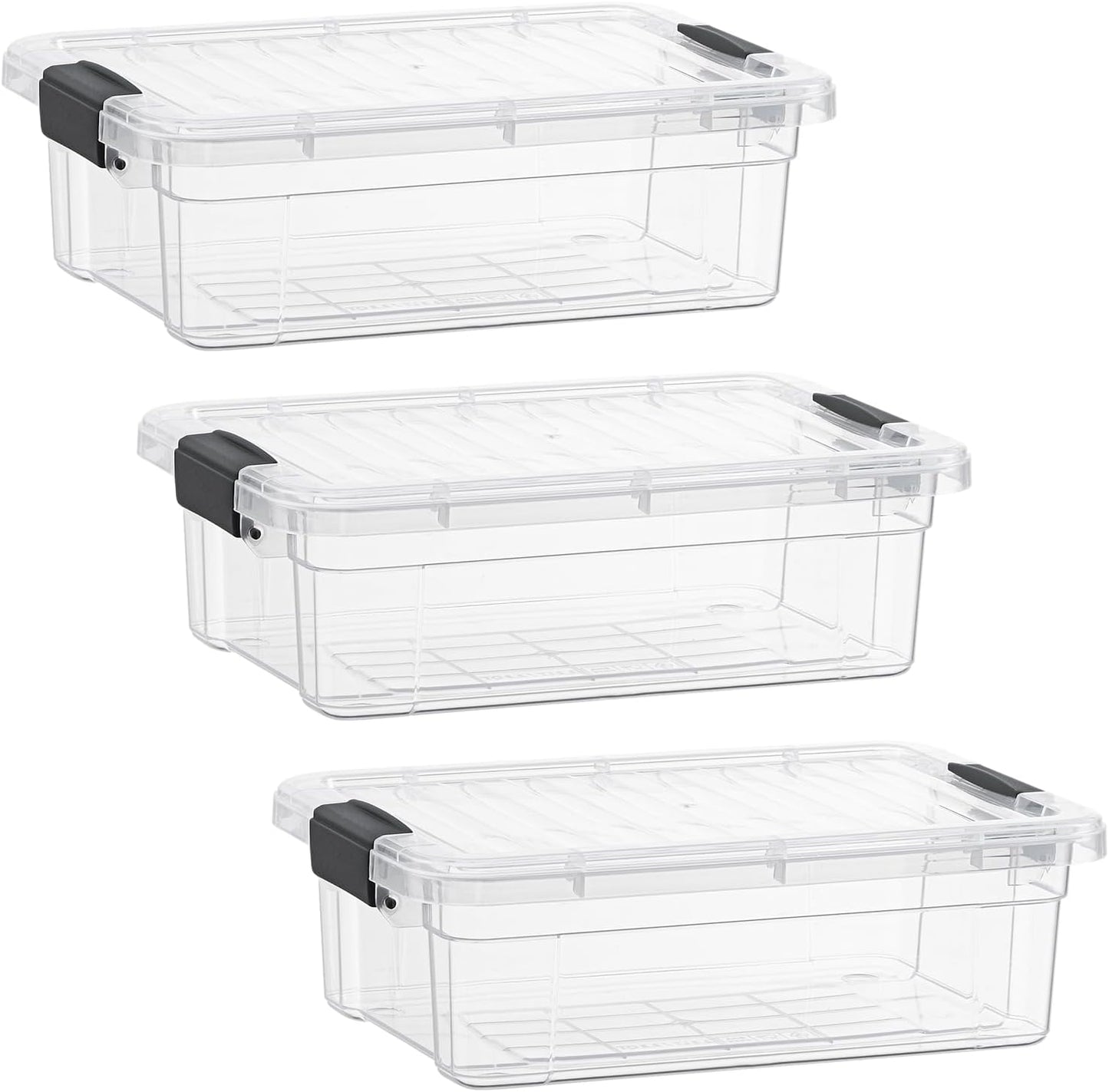 Superio Storage Bins with Lids- 3 Pack, 1.85 Qt Clear Boxes for Organizing, Stackable Plastic Containers- BPA Free, Non-Toxic, Odor Free, Organizer for Home, Office, Dorm