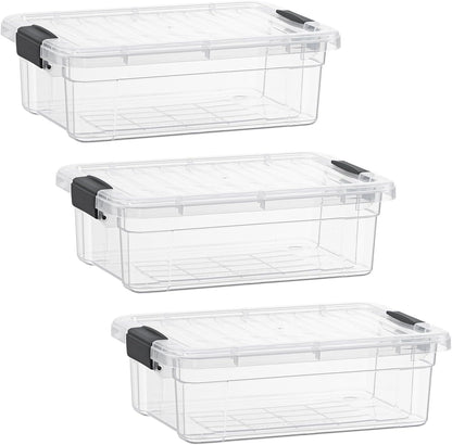 Superio Storage Bins with Lids- 3 Pack, 1.85 Qt Clear Boxes for Organizing, Stackable Plastic Containers- BPA Free, Non-Toxic, Odor Free, Organizer for Home, Office, Dorm