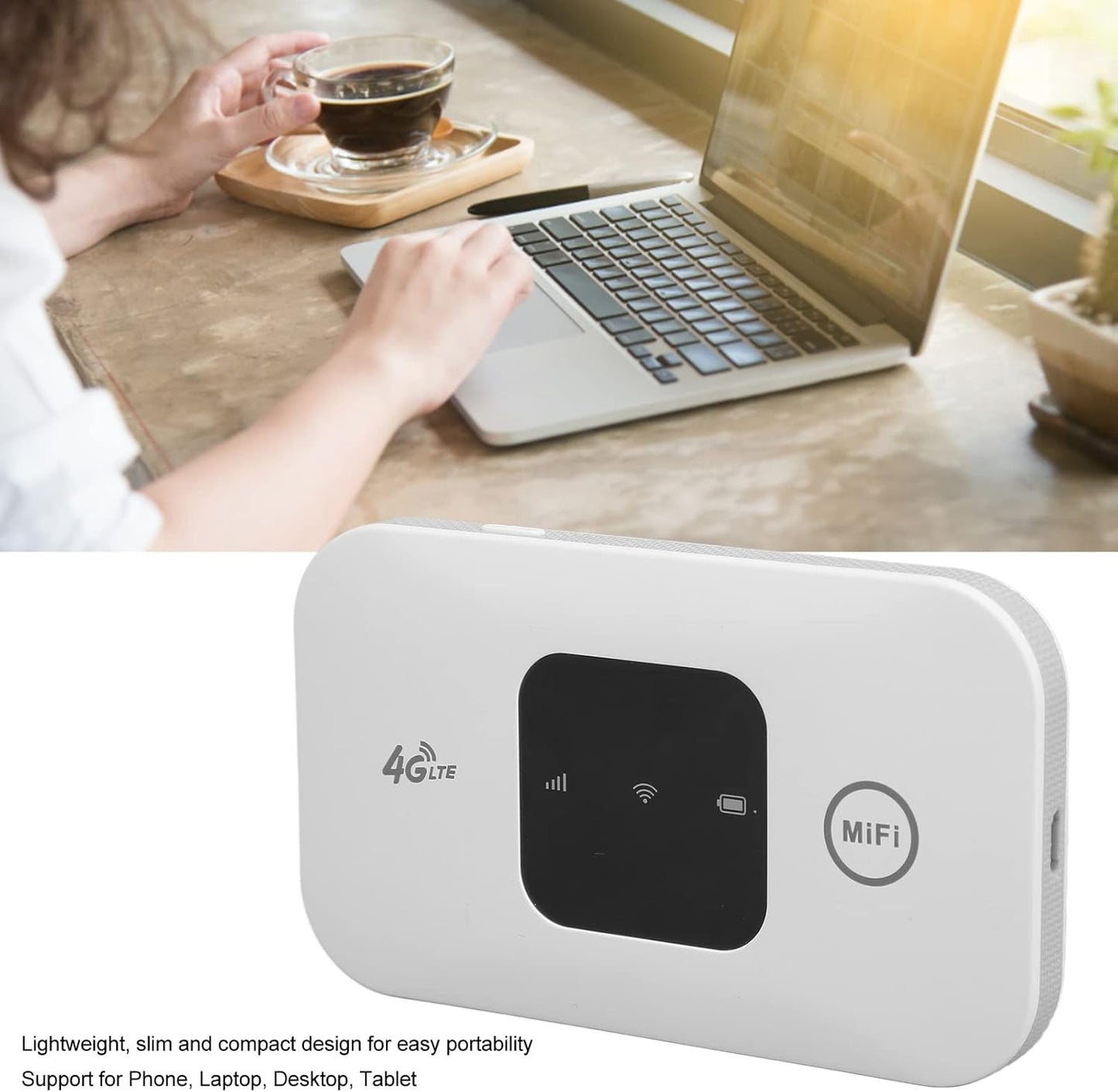 4G Mobile Hotspot, H5577 Portable Unlocked Mobile Hotspot,Download 150Mbps, Upload 50Mbps,Up to 10 Users, Router with 2100mAh Rechargeable Battery,for Phone Laptop