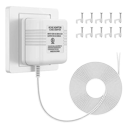 Xwartre Doorbell Transformer 24V Power Supply Compatible with Nest, Arlo, Ring, Amcrest, Logitech and Other Doorbells, Thermostats C Wire (7.9m Power Cable)