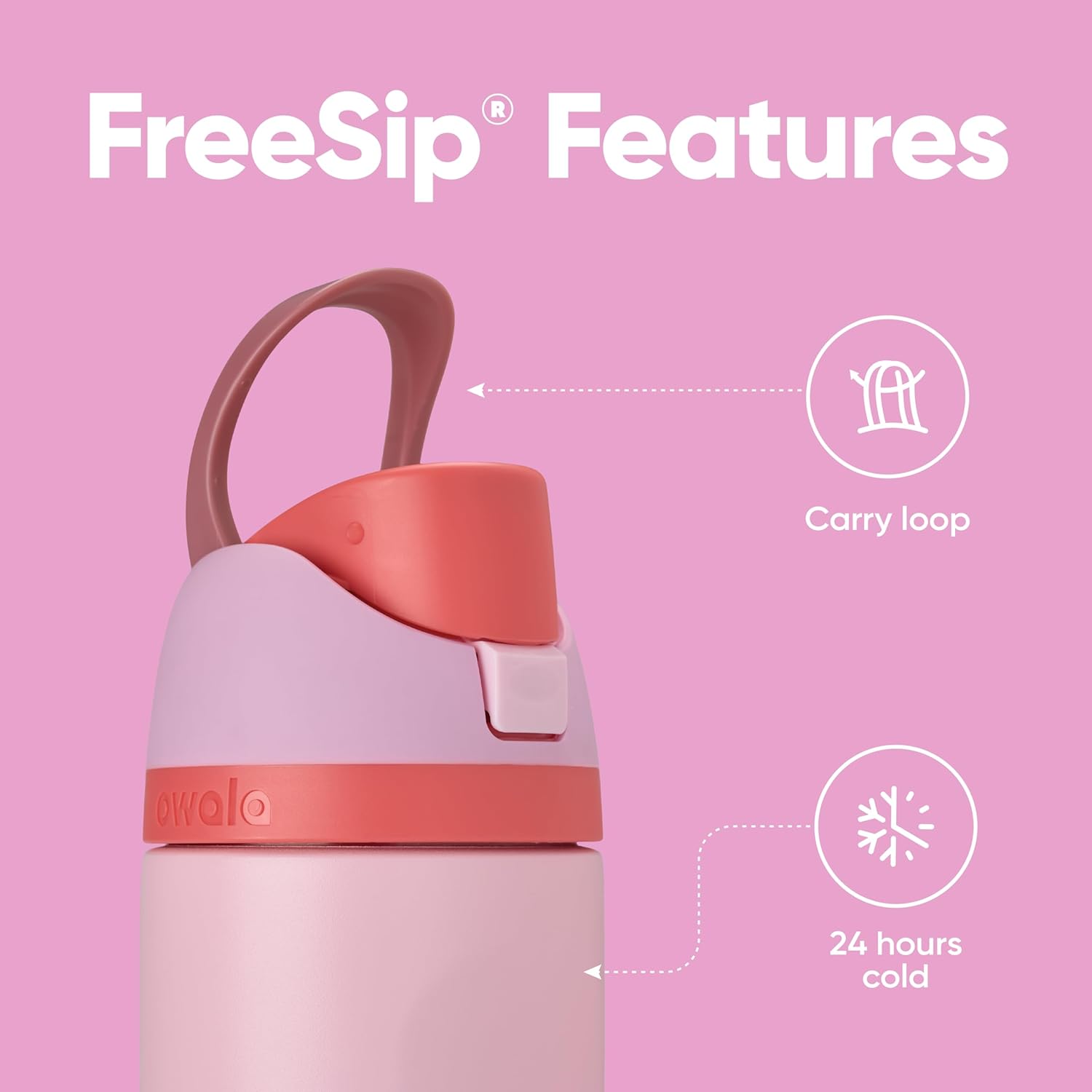 24 oz Insulated Stainless Steel Water Bottle with Straw Lid – Double Wall Cold Drink Bottle for Sports, Travel, Gym, and Daily Hydration (Pink) - PuriLite
