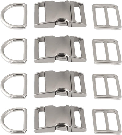 aoozleny 4 sets Buckles Hook Clip, D Dee Ring Side Release Adjustor Triglides Pet Dog Collar Buckles