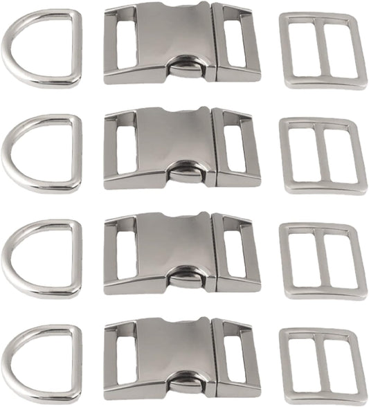 aoozleny 4 sets Buckles Hook Clip, D Dee Ring Side Release Adjustor Triglides Pet Dog Collar Buckles