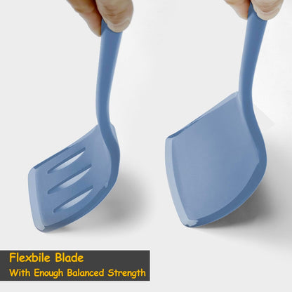 Silicone Spatula Set, 600°F Heat Resistant Silicone Spatula Turner Flipper for Cooking, Non Stick and Non Scratch Kitchen Utensils for Eggs & Pancakes, 4 Pack, Black