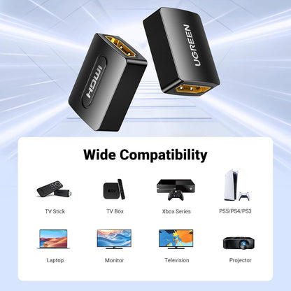 UGREEN HDMI Coupler 2 Pack 4K 60Hz HDMI 2.0 Adapter Female to Female HDMI Connector 3D 4K HDMI Extender Compatible with HDTV Switch Xbox One PlayStation PS4 Laptop PC