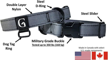 GOOSEMAN’S Gear - Dog Collar Medium and Large Breed - Made in Canada - Military Grade Buckle (Collier Pour Chien) (Ranger Green, X-Large)