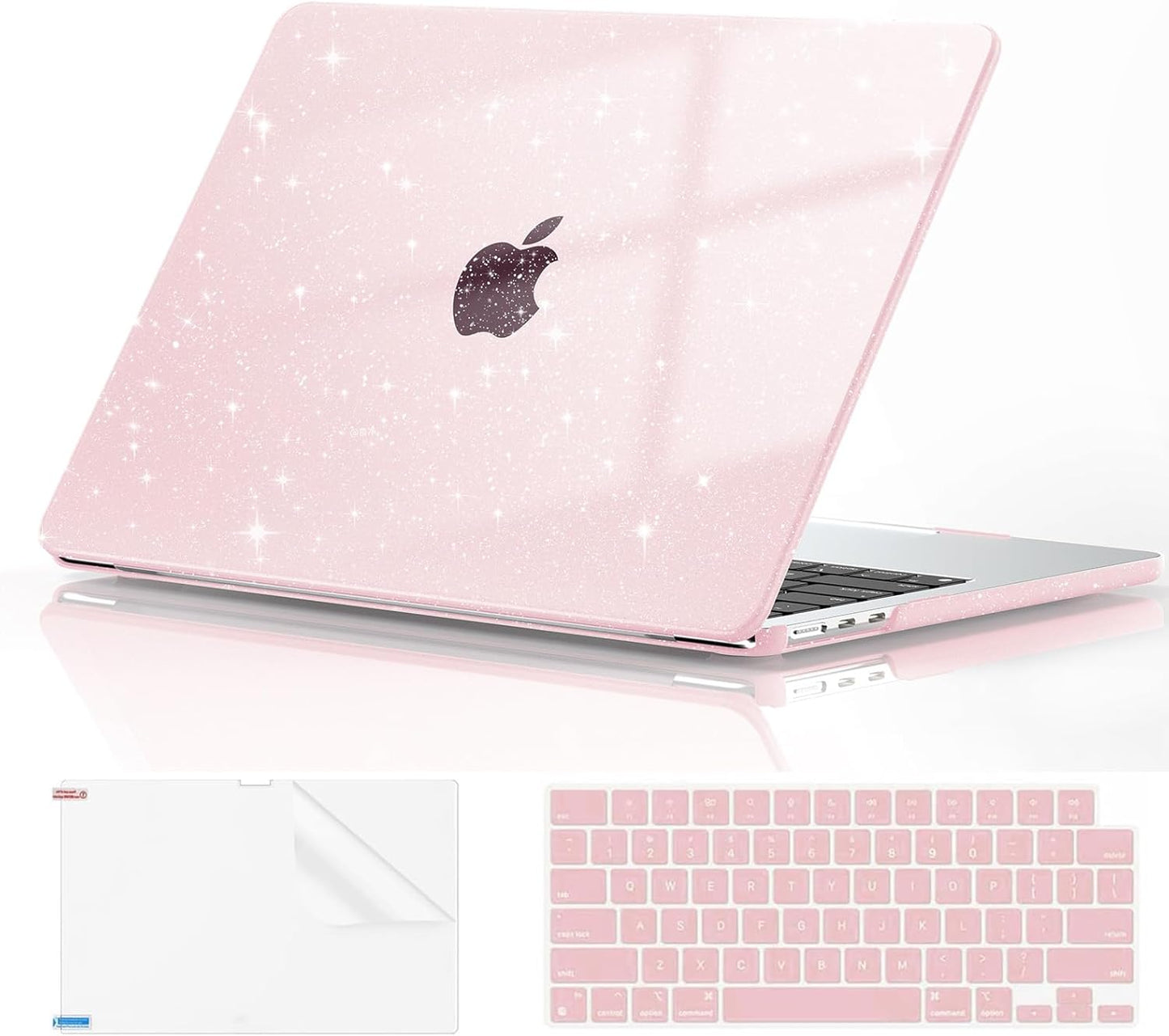 EooCoo Case Compatible with MacBook Air 13 inch M4 M3 M2 2025-2022 A3240 A3113 A2681, 13.6" Hard Case Cover & TPU Keyboard Skin & Screen Protector for Laptop Air 13.6 inch - Crystal Clear