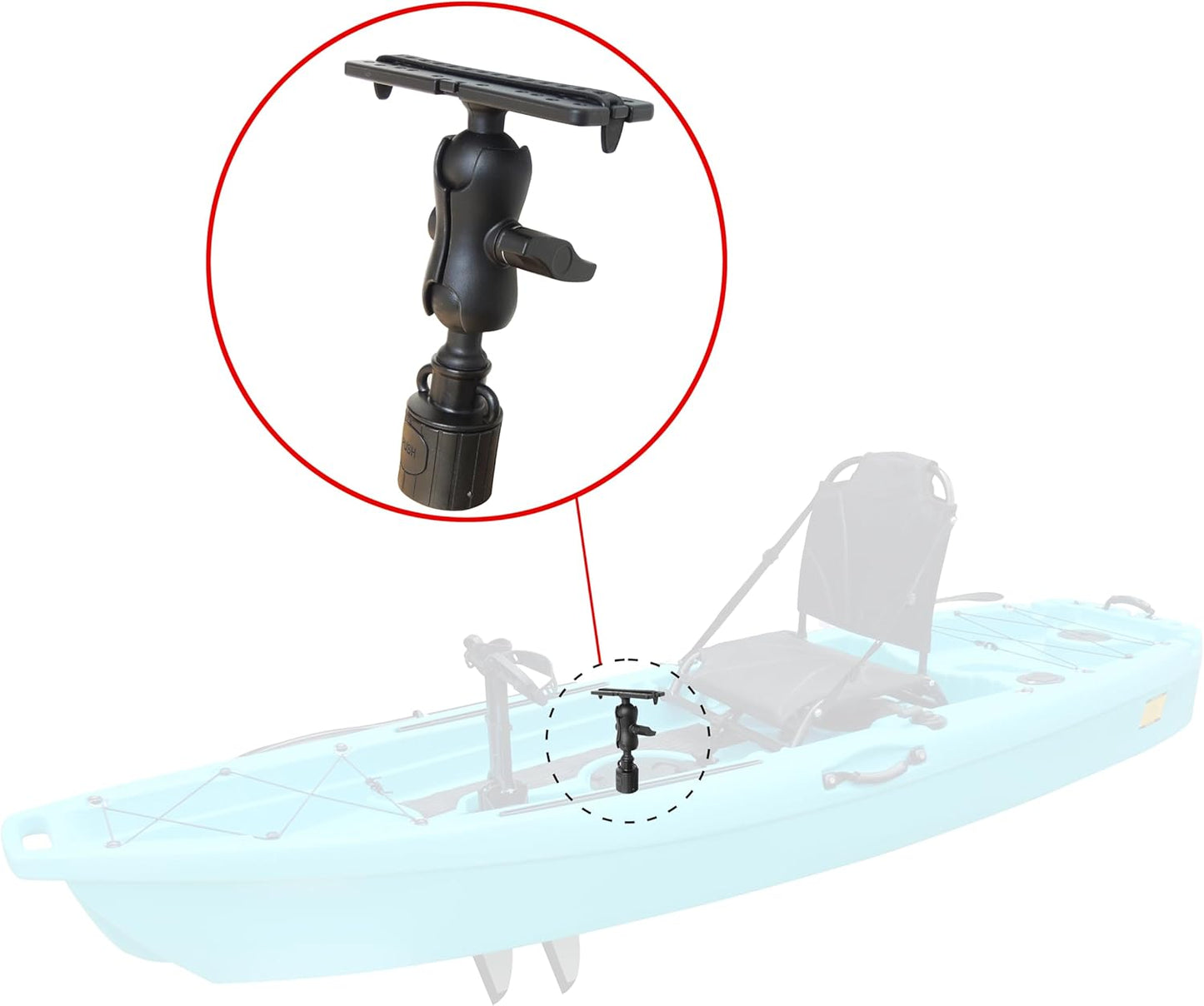 KUNPENG Upgrade Universal Fish Finder Mount Round Base, 360° Rotation Ball-Mount Fish Finder Bracket for Marine Boat Kayak Pontoon Canoe Can Installed M6 Single Hole or Slide Rail