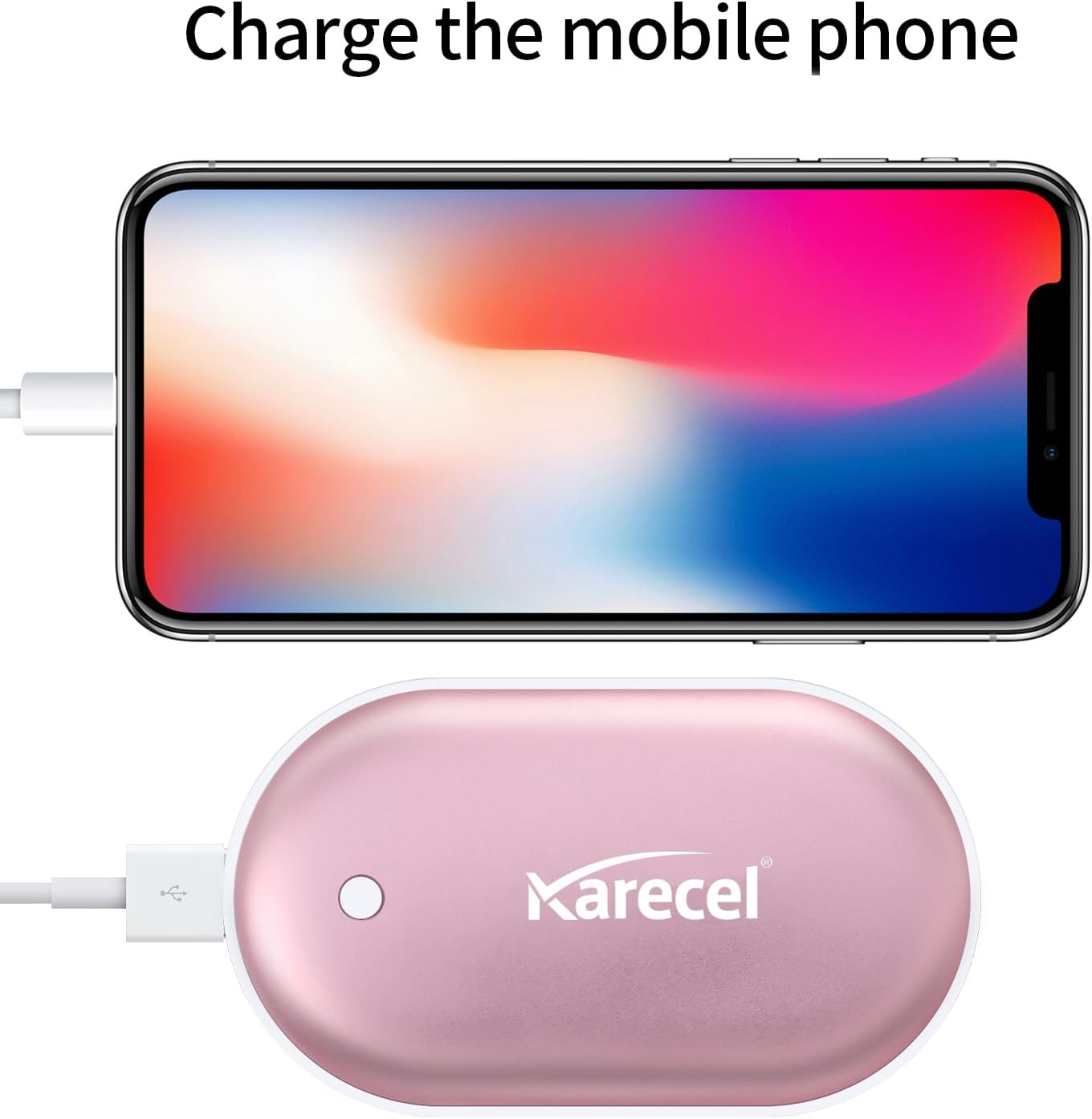 KARECEL Rechargeable Hand Warmers 2 Pack – 10,400mAh Double-Sided Electric Hand Warmers & Power Bank, 4" Full-Surface Heat, Quick Charge Portable USB Pocket Heater, 3 Heat Levels, Tech Gifts for Men & Women – Rose Gold