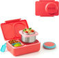 OmieBox UP bento box for kids | Insulated lunch box | Insulated food jar | Cooler ice pack | 2 Compartments (Cherry Pink)