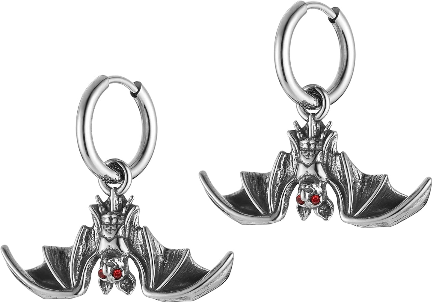 HZMAN Bat Earring for Men Women Stainless Steel Gothic Punk Vampire Bat Dangle Drop Earring Halloween Earring Jewelry Gift
