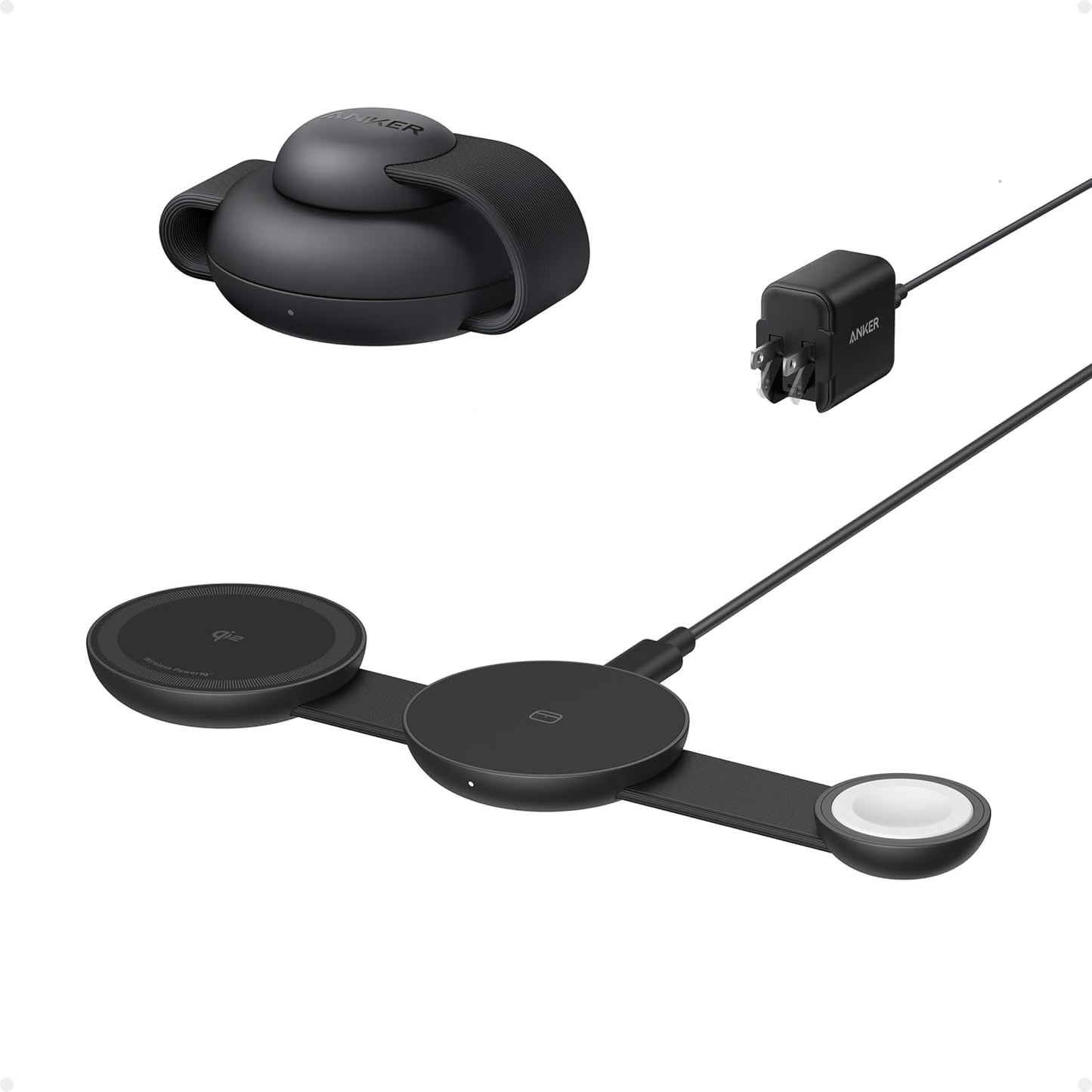 Anker MagSafe Compatible MagGo UFO 3-in-1 Charger, iPhone 17 Wireless Charging Station, 15W Qi2 Certified, Foldable Travel Charging Pad, for iPhone 17/16/15/14, AirPods, Apple Watch (Not a Power Bank) - PuriLite