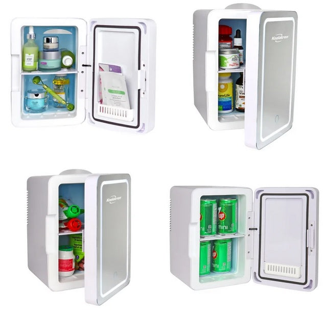 Koolatron 6 Litre Compact Cosmetics Mini Fridge with LED Lighted Dimmable Makeup Mirror