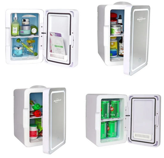 Koolatron 6 Litre Compact Cosmetics Mini Fridge with LED Lighted Dimmable Makeup Mirror