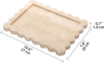 HESHIBI Marble Decorative Tray, Square, 8x8 inches, Rosso Lepanto, Luxury Natural Stone, Bathroom Vanity, Dresser Top, Kitchen Sink, Trinket Ring Tray