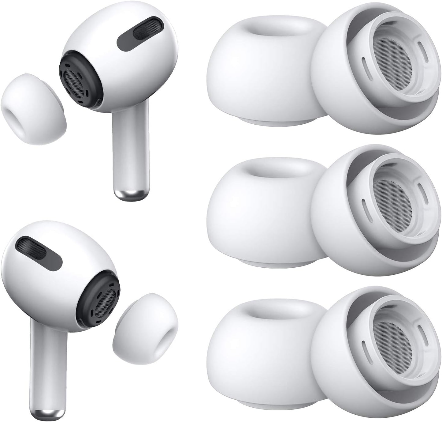 YUWAKAYI [3 Pairs] Replacement Ear Tips for AirPods Pro & Pro 2nd Gen with Noise Reduction Holes, Silicone Ear Tips with Portable Storage Box & Fit in Charging Case (S/M/L)