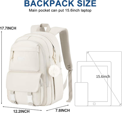 WINDARS Backpacks for Girls, 15.6 Inch School Bag Cute Waterproof laptop Bookbag Large College Backpack for Teen Women Students Anti Theft Travel Daypack Black