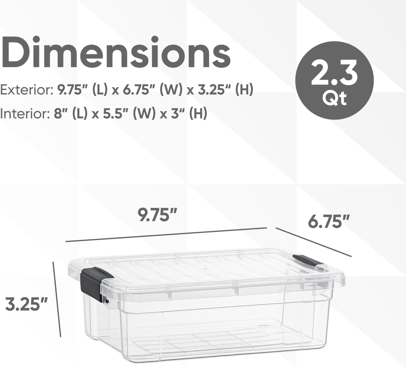 Superio Storage Bins with Lids- 3 Pack, 1.85 Qt Clear Boxes for Organizing, Stackable Plastic Containers- BPA Free, Non-Toxic, Odor Free, Organizer for Home, Office, Dorm