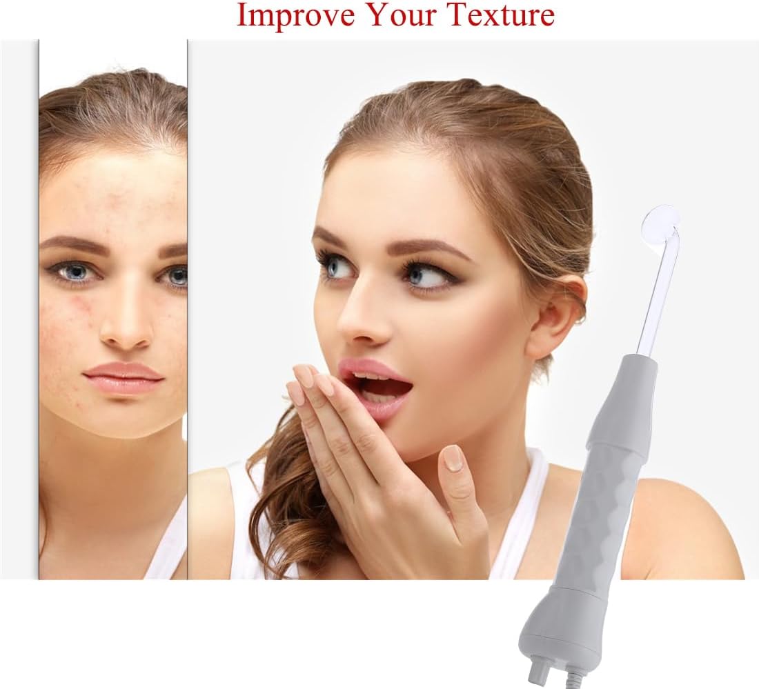 Lilishy Handheld Facial Skin Machine Set with Wand and Tubes for high frequency using in travel,White,JL12161