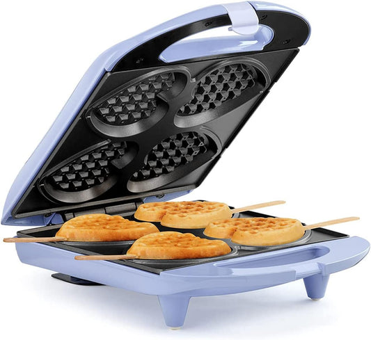 Holstein Housewares - Non-Stick Heart Waffle Maker, Lavender - Makes 4 Heart-Shaped Waffles in Minutes