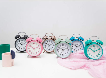 FLOITTUY (Loud Alarm for Deep Sleepers) 4'' Twin Bell Alarm Clock with Backlight for Bedroom and Home Decoration(Black)