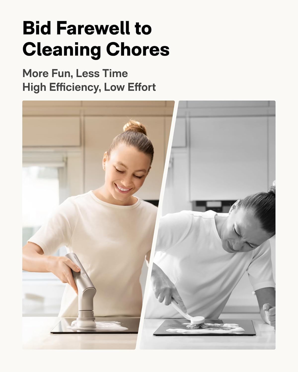 Electric Spin Scrubber for Kitchen and Bathroom | IPX7 Waterproof Power Scrubber | Cordless Rechargeable Cleaning Brush | Tile Sink and Shower Scrubber | Multi-Purpose Dish and Surface Cleaner - PuriLite