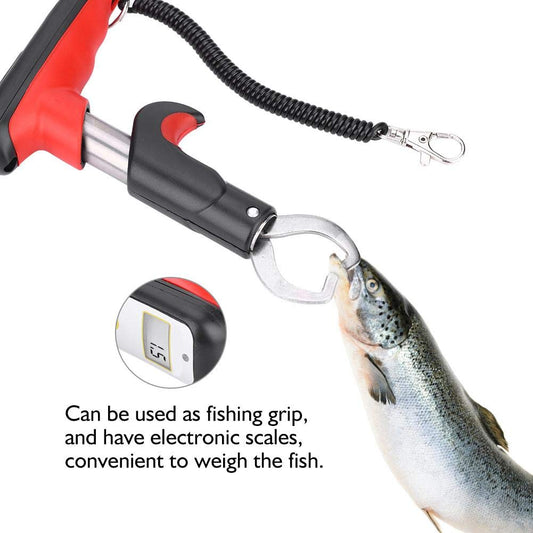 Stainless Steel Fish Lip Grabber with Digital Weighing Scale Fishing Men Fishing Accessory - PuriLite