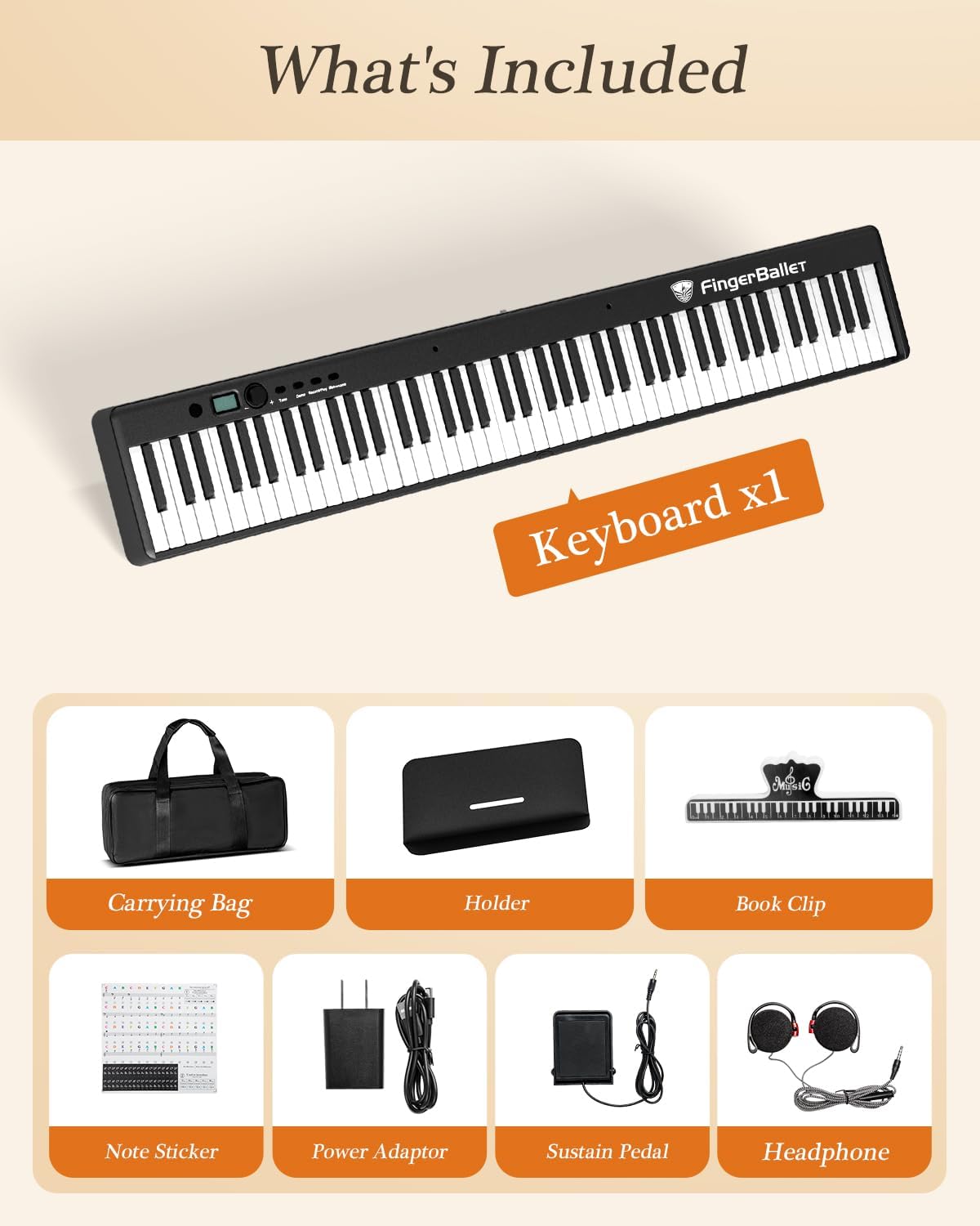Portable Piano Keyboard, Semi-Weighted Folding Digital Piano 88 Key, Full Size, Wood Grain, Electric Piano Keyboard w/MIDI Bluetooth, Suitable for Adult, Toddler